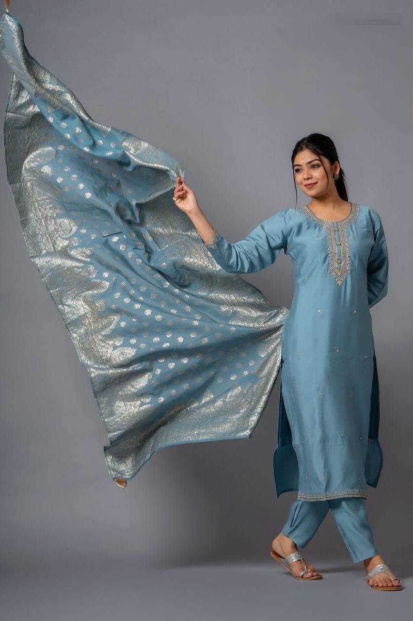 Chanderi Silk Ladies Suit - MYLUXURY LANE ENTERPRISE